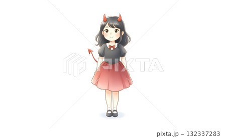 ハロウィンの仮装をした子どものキャラクター【悪魔】 132337283