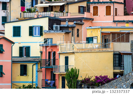 colorful house, buildings and old facade with windows in small picturesque village Manarola Cinque terre in liguria colorful house, buildings and old facade with windows in small picturesque village Manarola Cinque terre in liguria 132337337