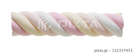 Colorful marshmallow spiral on white background. Top view Colorful marshmallow spiral on white background. Top view 132337451