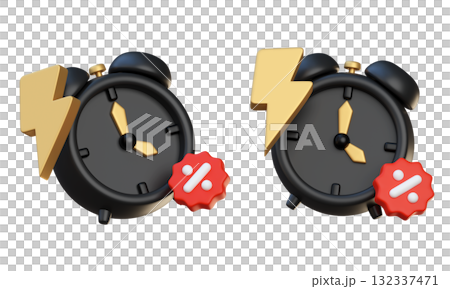 cartoon style black friday stopwatch 3D graphic 132337471