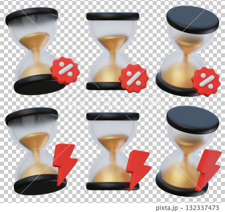 cartoon style black friday hourglass 3D graphic 132337473