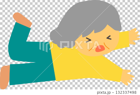 転倒したお年寄り 132337498