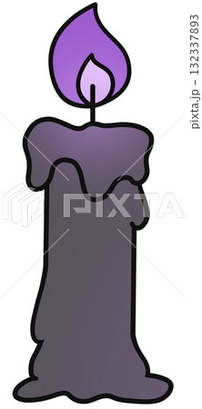 Black Candle with Purple Flame on Halloween Night 132337893