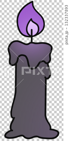 Black Candle with Purple Flame on Halloween Night 132337893