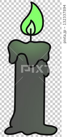 Black Candle with Green Flame on Halloween Night 132337894