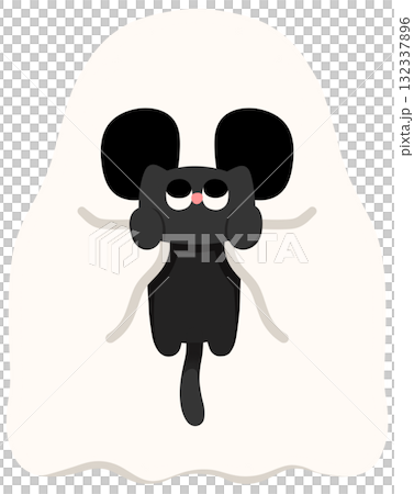Cute little ghost holding a black cat 132337896
