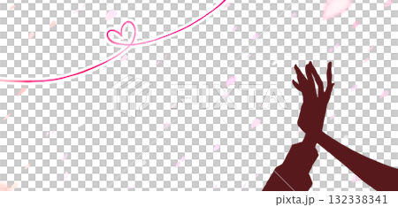 指輪をした重なり合う男女の手 シルエット 桜吹雪 赤い糸 指輪をした重なり合う男女の手 シルエット 桜吹雪 赤い糸 132338341
