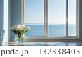 白い花と海の窓辺 – White Flowers by the Sea Window 132338403