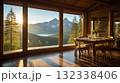 山のロッジの朝食風景 – Morning Dining in a Mountain Lodge 132338406