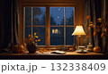 秋の夜の窓辺 – Cozy Autumn Night Window Scene 132338409