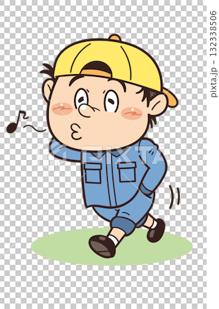 不適切な服装で口笛を吹いている工場・現場作業員イラスト|不安全行動・不安全状態・労働災害 不適切な服装で口笛を吹いている工場・現場作業員イラスト|不安全行動・不安全状態・労働災害 132338506