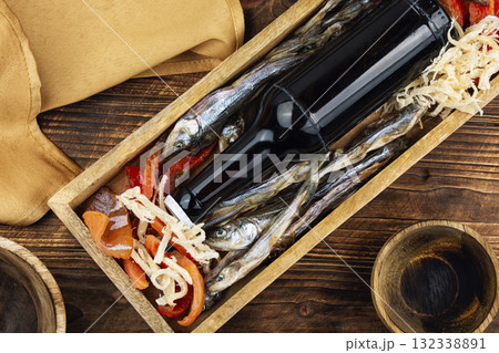 Dried salted fish, delicious snack for beer. Dried salted fish, delicious snack for beer. 132338891