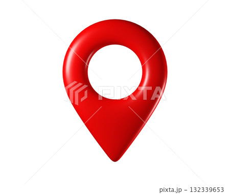 3d Red Map Pin and Geolocation Marker for Navigation Apps, Maps, GPS, and Location services. Location pin icon. GPS pins. 3d render. 132339653