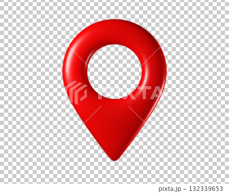 3d Red Map Pin and Geolocation Marker for Navigation Apps, Maps, GPS, and Location services. Location pin icon. GPS pins. 3d render. 132339653