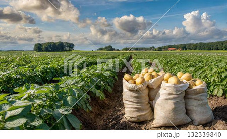 potato field on the background potato field on the background 132339840
