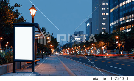 Bus stop on the road in Seoul, Bus stop billboards Bus stop on the road in Seoul, Bus stop billboards 132340133