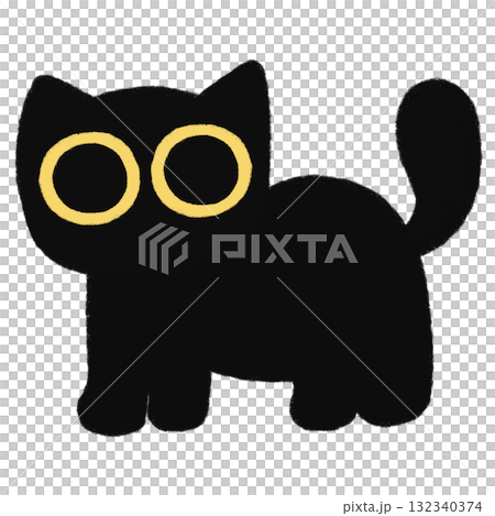 Cute Black Cat Staring Eyes 132340374