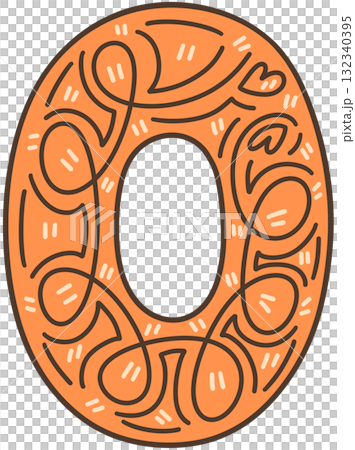 Number 0 - Ornamental Hand-Drawn Number Style 132340395