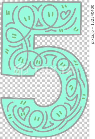 Number 5 - Ornamental Hand-Drawn Number Style Number 5 - Ornamental Hand-Drawn Number Style 132340400