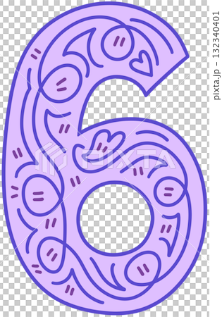 Number 6 - Ornamental Hand-Drawn Number Style Number 6 - Ornamental Hand-Drawn Number Style 132340401