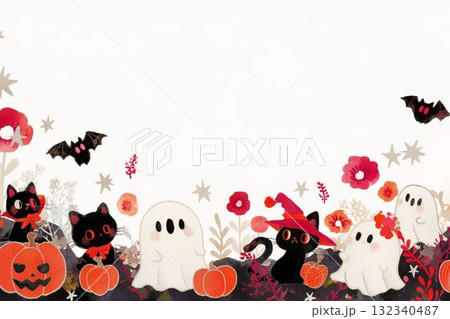 おばけと黒猫の楽しいハロウィンパレード 132340487