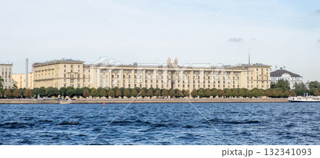 Scenic view of historic building along the Neva River at Saint Petersburg during a sunny afternoon 132341093