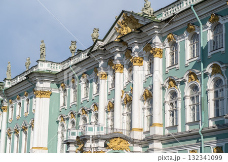Exploring the architectural beauty of the State Hermitage Museum in Saint Petersburg during a sunny day 132341099