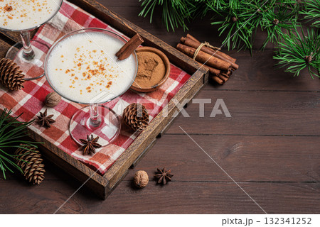 Christmas Eggnog Martini cocktail 132341252