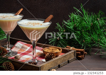 Christmas Eggnog Martini cocktail 132341253
