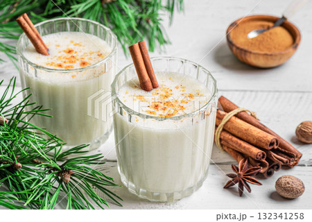 Eggnog cocktail drink for Christmas 132341258