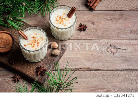 Eggnog Christmas cocktail drink Eggnog Christmas cocktail drink 132341273