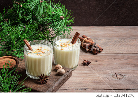 Eggnog Christmas cocktail drink Eggnog Christmas cocktail drink 132341276
