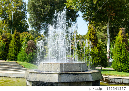 噴水のある閑静な公園の美しい風景 132341357