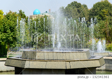 噴水のある閑静な公園の美しい風景 132341361