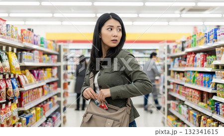 コンビニを万引きする女性・安い商品だから犯罪意識がない 132341615