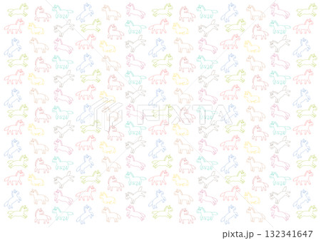 カラフルなかわいい馬模様の背景イラスト 132341647