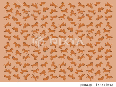 いろいろなポーズの馬模様の背景イラスト 132341648