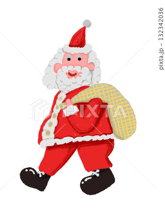 手描きのゆるくてかわいいプレゼントを持ったサンタクロース 132342036