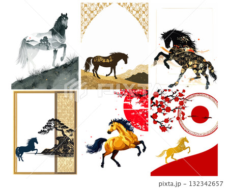 年賀状テンプレート、年賀はがきテンプレート 132342657