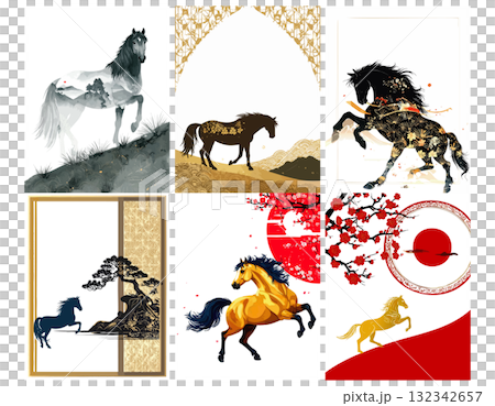 年賀状テンプレート、年賀はがきテンプレート 132342657