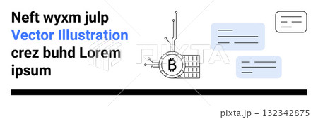 Bitcoin symbol connected to circuits with blue and white chat bubbles and black text blocks. Ideal for cryptocurrency, fintech, blockchain, digital communication, online transactions, technology Bitcoin symbol connected to circuits with blue and white chat bubbles and black text blocks. Ideal for cryptocurrency, fintech, blockchain, digital communication, online transactions, technology 132342875