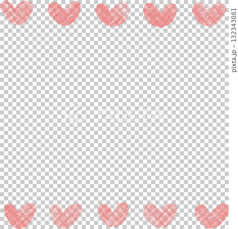 テキスタイル調の赤いハートのフレームイラスト 132343081