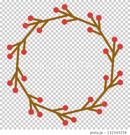 樹枝和紅色漿果框架 132343256