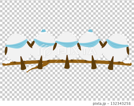 A back view of a long-tailed tit wearing a scarf 132343258