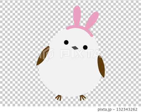 一隻戴著兔耳朵的長尾山雀 132343262