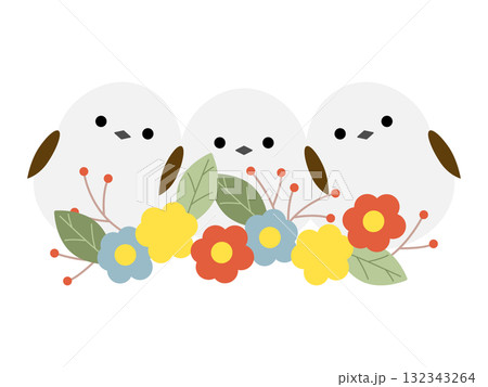 北欧風の花とシマエナガ 北欧風の花とシマエナガ 132343264