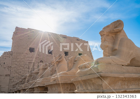 Luxor Temple of Karnak Sphinx Avenue at Morning Light. 132343363