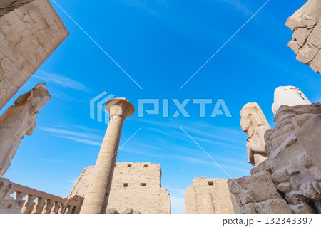 Papyrus Column of Taharqa Kiosk at Temple of Karnak Luxor Egypt. Papyrus Column of Taharqa Kiosk at Temple of Karnak Luxor Egypt. 132343397