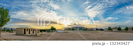 Sunset Panorama of Roadside Rest Stop Near Hurghada Egypt. 132343427