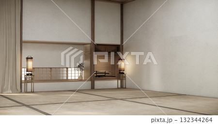 Empty room,Clean japanese minimalist room interior, 3D rendering 132344264